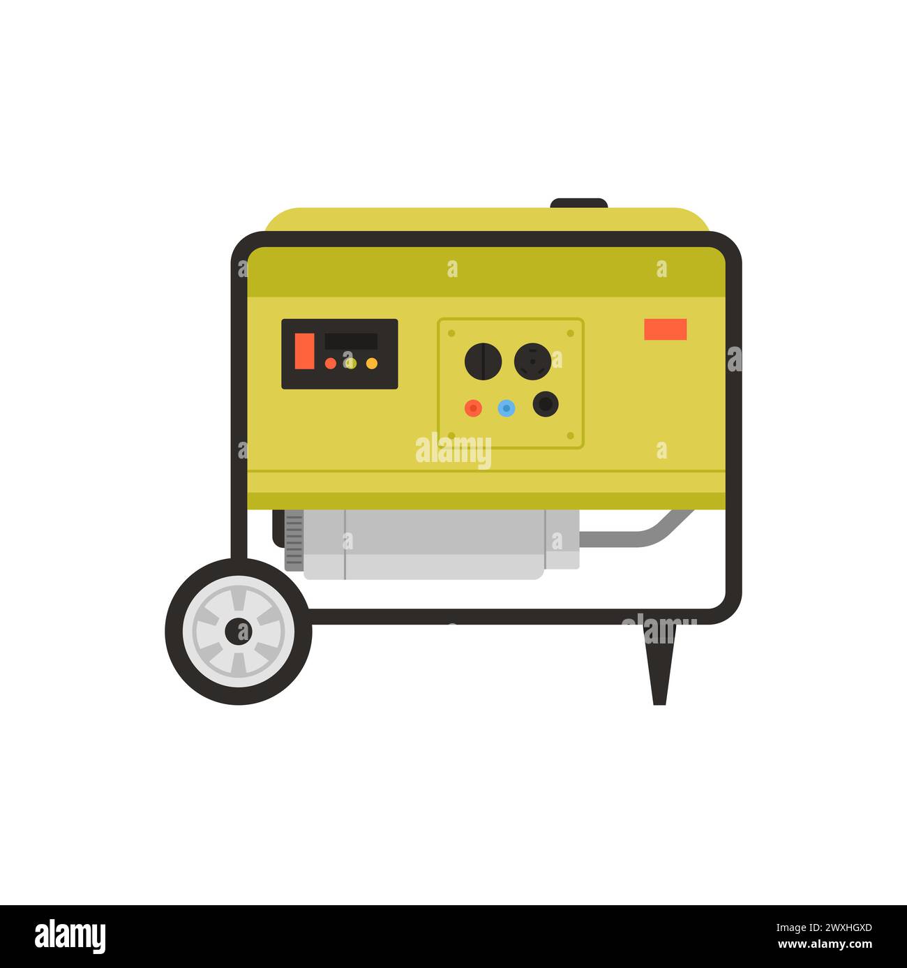 Electric generator on wheels. Portable gasoline generator, industrial