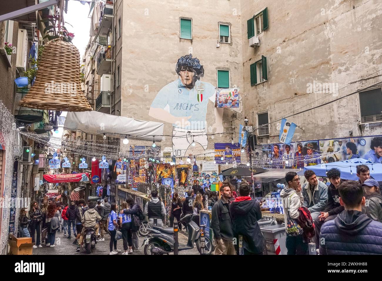 Diego Maradona mural in the Spanish Quarter of Naples, what has