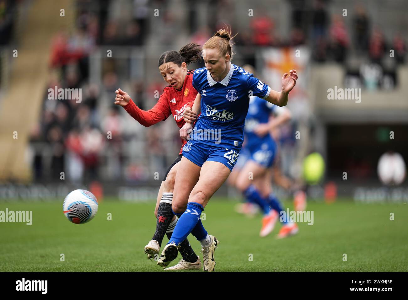 Leigh, UK. 31st Mar 2024. Leigh, UK. 31st Mar 2024. Manchester United Women v Everton Women Women’s Super League.  Karen Holmgaard of Everton   during the Women’s Super League match between Manchester United and Everton at Leigh Sports Village on March 31st 2024 in Leigh, England. Credit: ALAN EDWARDS/Alamy Live News Stock Photo