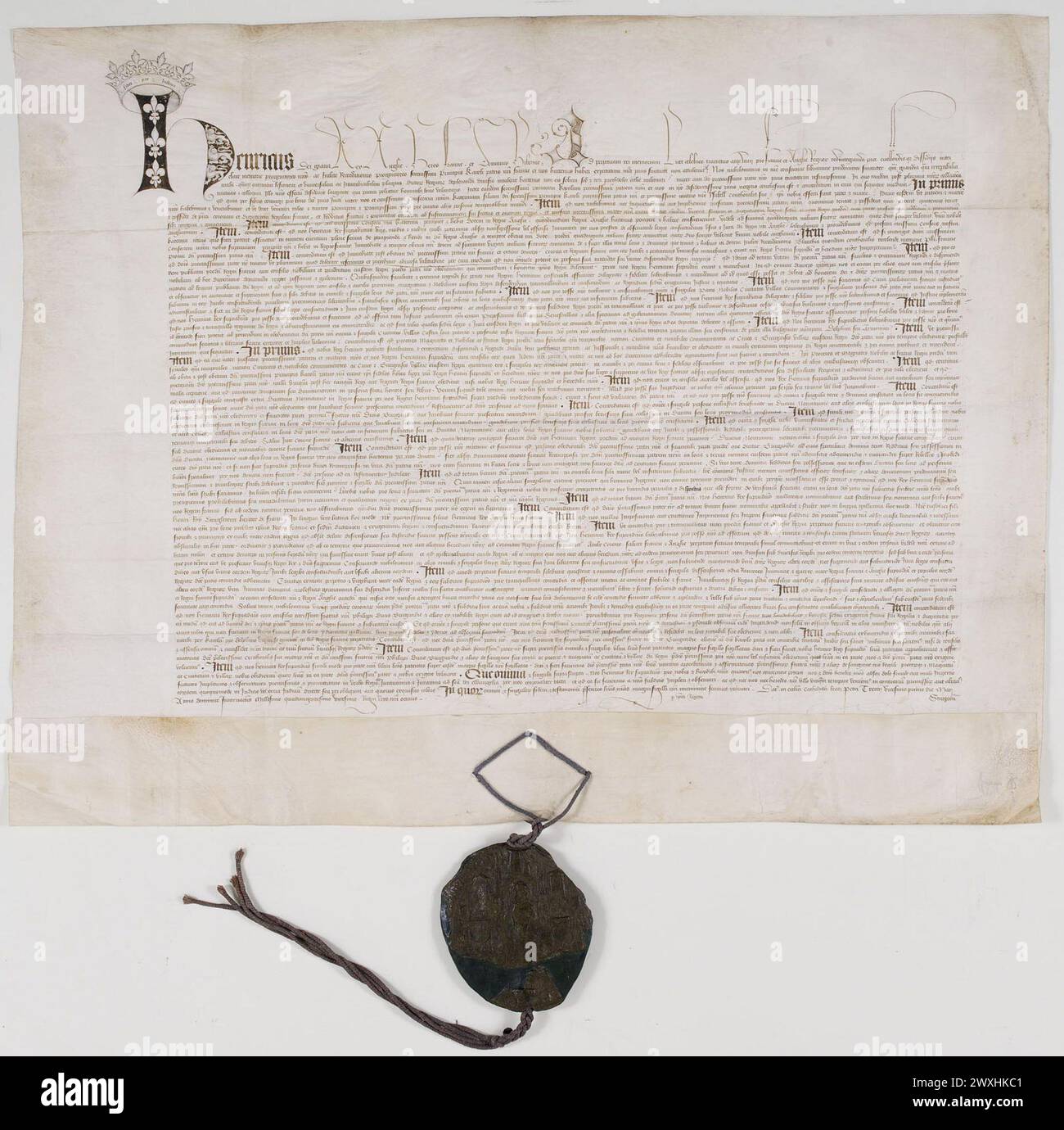 The ratification of the Treaty of Troyes between Henry and Charles VI of France, Archives Nationales (France) Stock Photo
