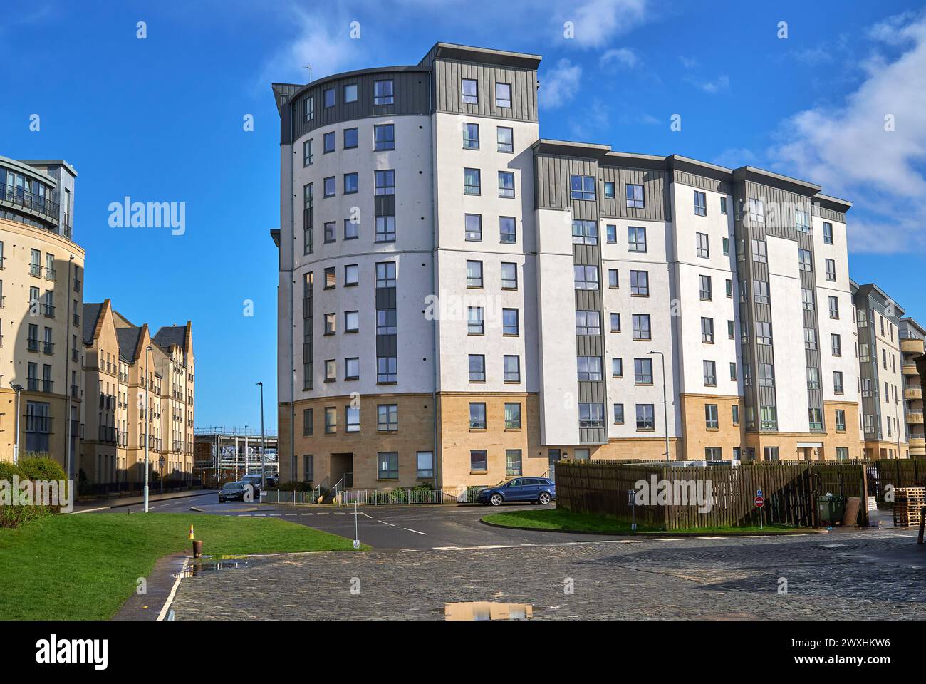 Modern high rise apartments in Newhaven, Edinburgh, UK Stock Photo Alamy