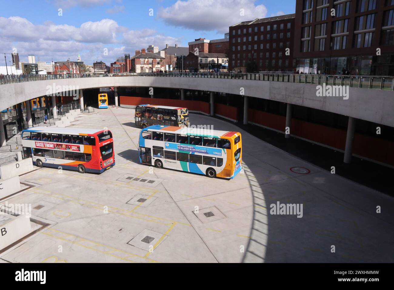 Stockport England UK 24th March 2024 Stockport City Centre bus station