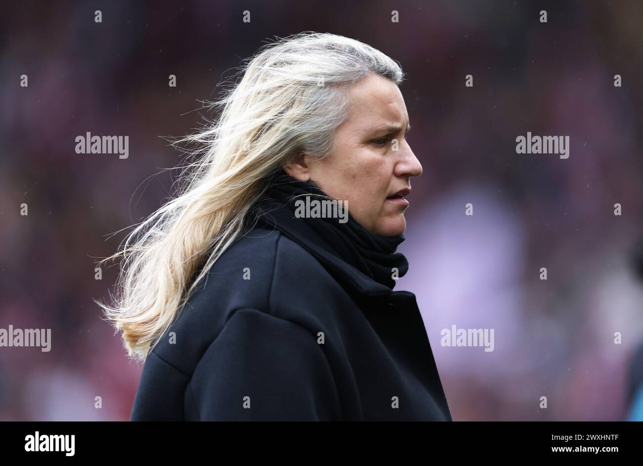 Wolverhampton, UK. 31st Mar, 2024. Emma Hayes, Manager of Chelsea looks on prior to the The FA Women's Continental League Cup match at Molineux, Wolverhampton. Picture credit should read: Cameron Smith/Sportimage Credit: Sportimage Ltd/Alamy Live News Stock Photo