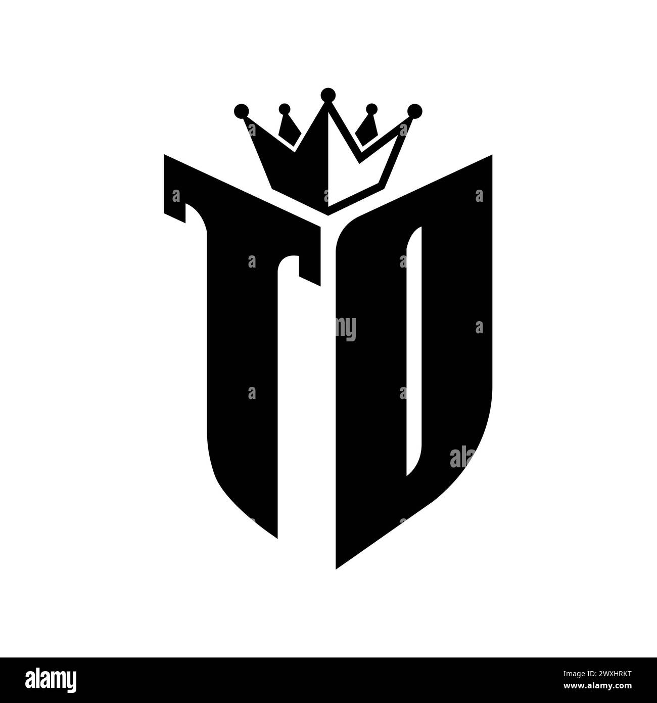 TO Letter monogram with shield shape with crown black and white color ...