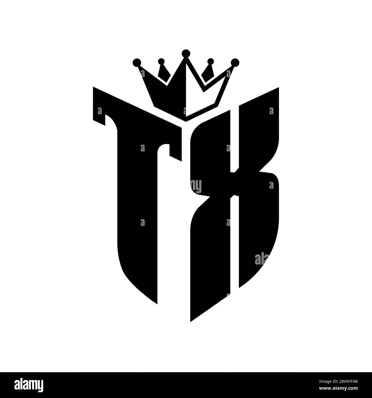 TX Letter monogram with shield shape with crown black and white color ...