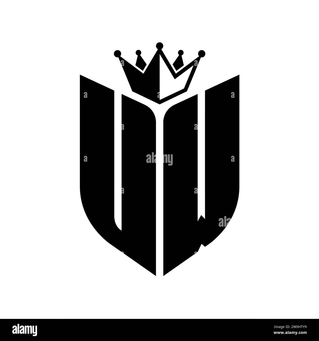 UW Letter monogram with shield shape with crown black and white color ...