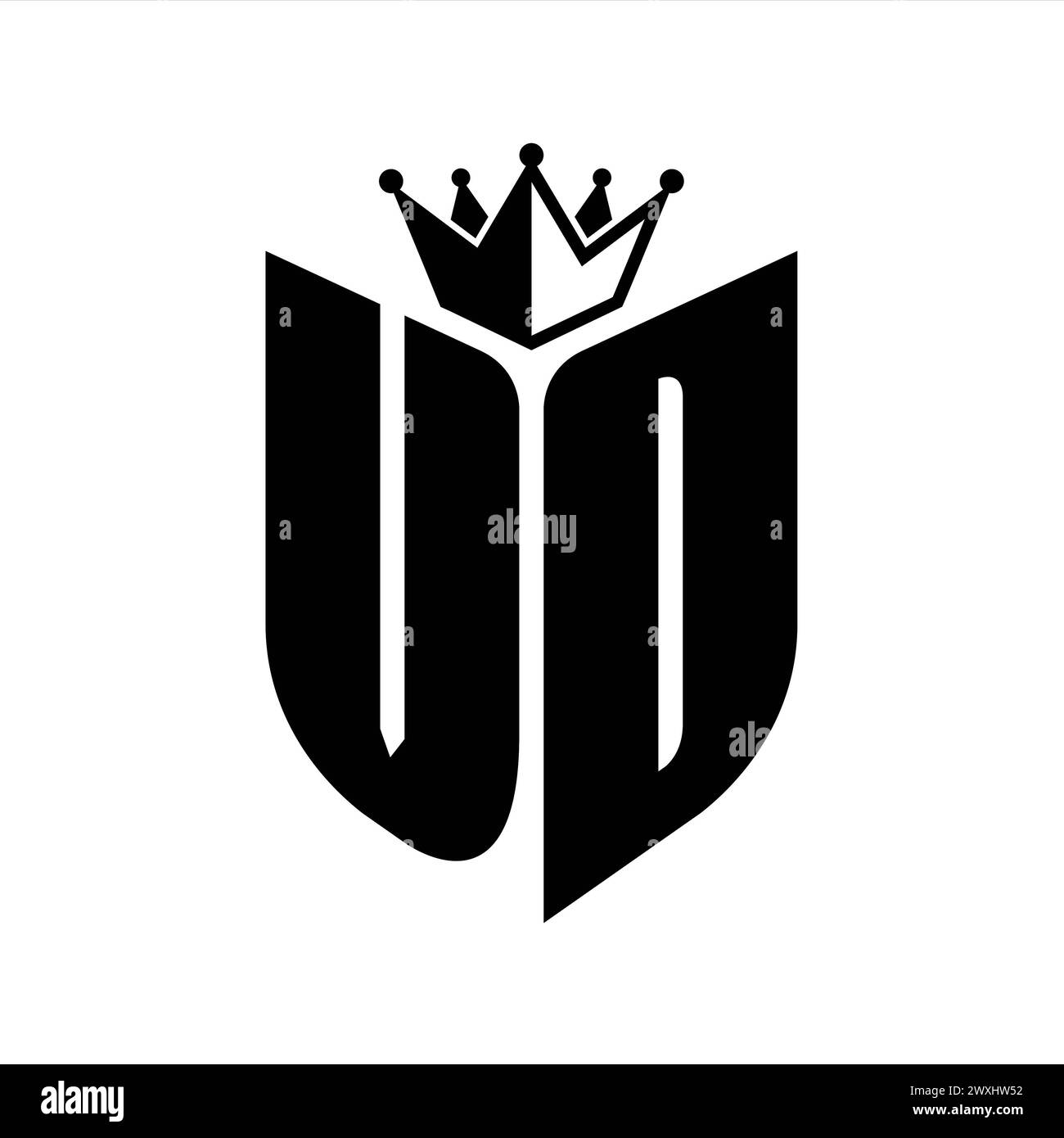 VD Letter monogram with shield shape with crown black and white color ...