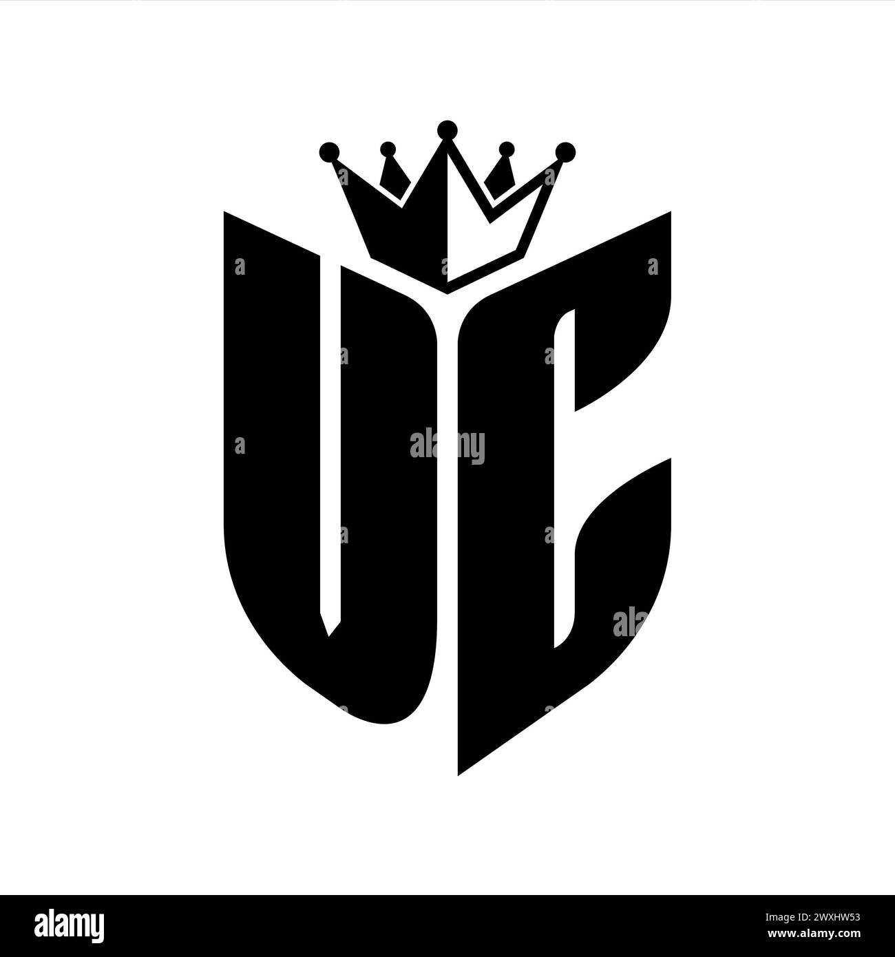 VC Letter monogram with shield shape with crown black and white color ...
