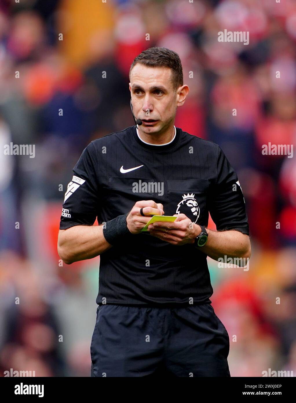 Referee David Coote during the Premier League match at Anfield