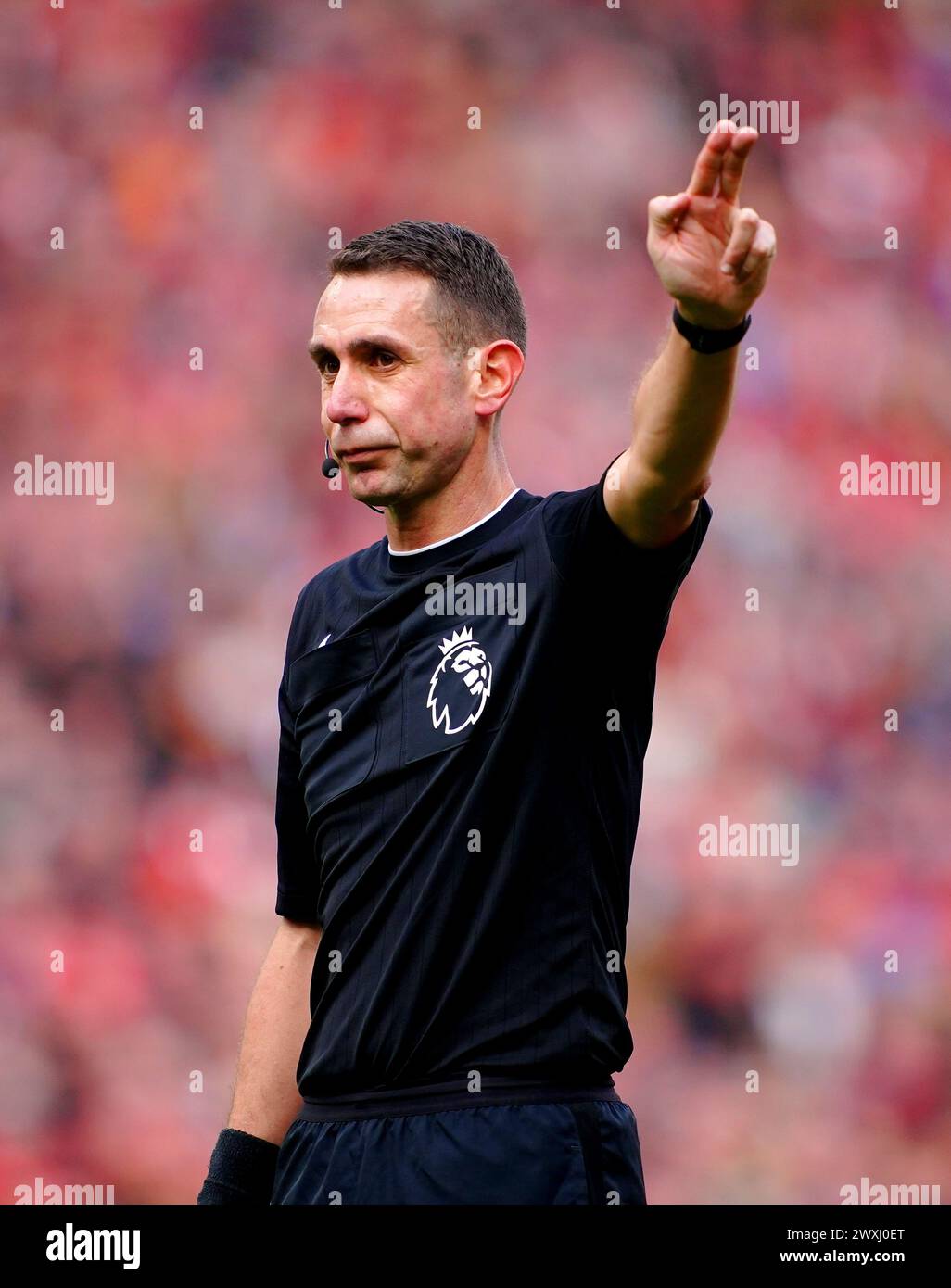 Referee David Coote during the Premier League match at Anfield