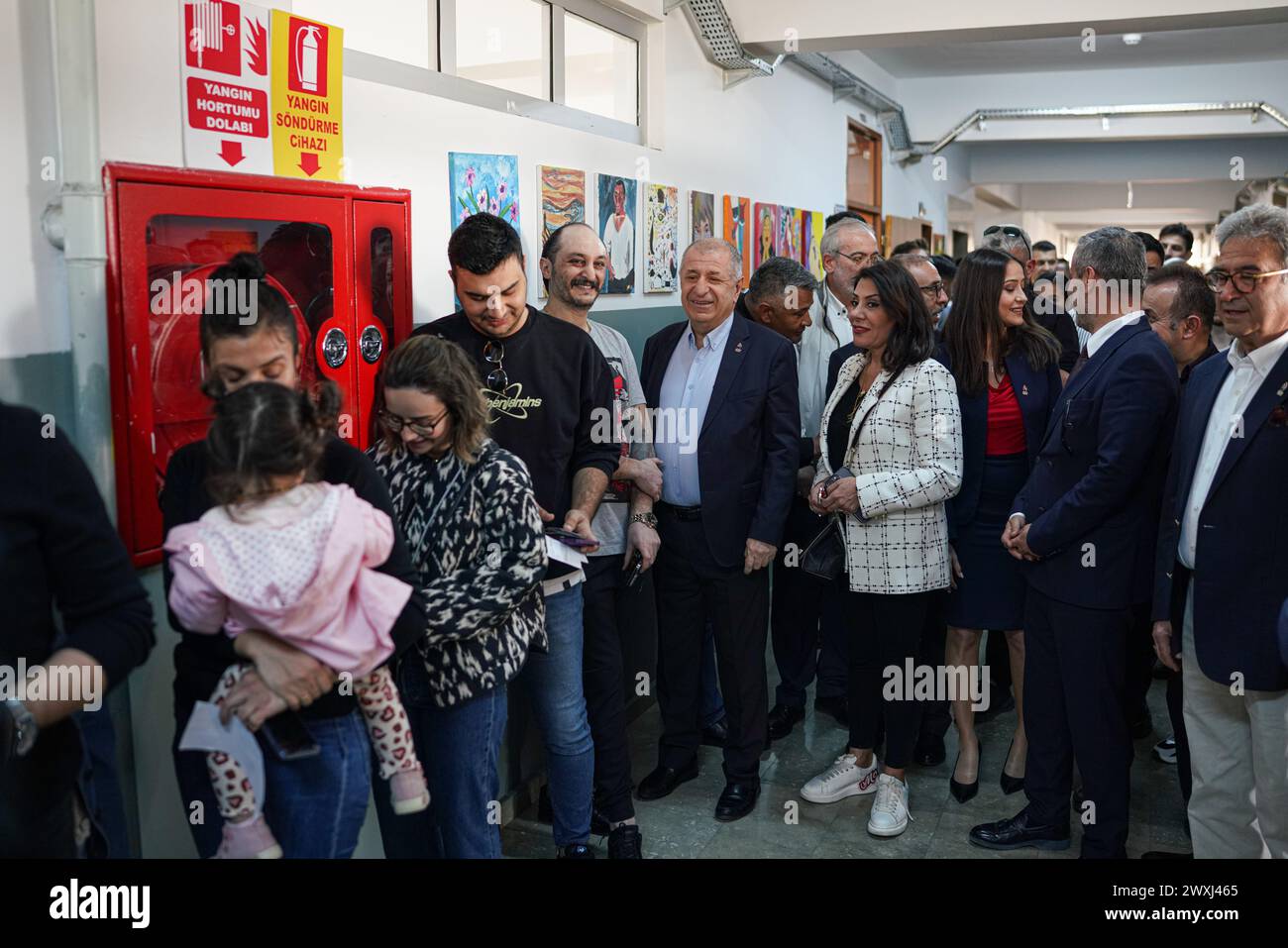 Ankara, Turkey. 31st Mar, 2024. Victory Party (ZP) Chairman Ümit Özda? waits for his turn to vote with citizens. Victory Party (ZP) Chairman Ümit Özda? cast his vote at TSK Mehmetçik Foundation Hafize ?hsan Payaza Secondary School in Ankara in the March 31, 2024 Local Administrations General Elections in Turkey. Credit: SOPA Images Limited/Alamy Live News Stock Photo