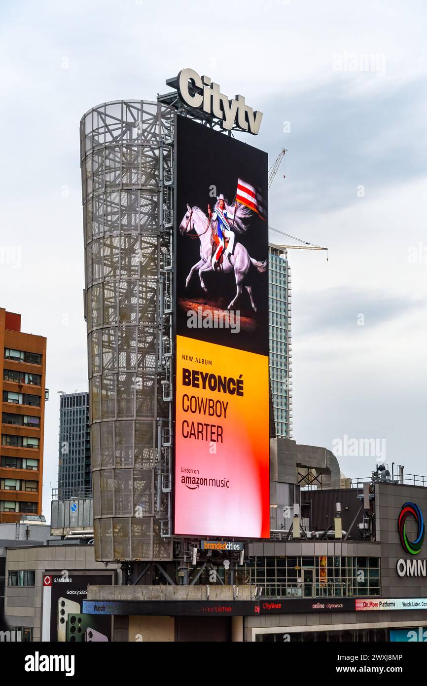 Large scale advertisment screen in Yonge-Dundas Square, Beyonce Cowboy ...