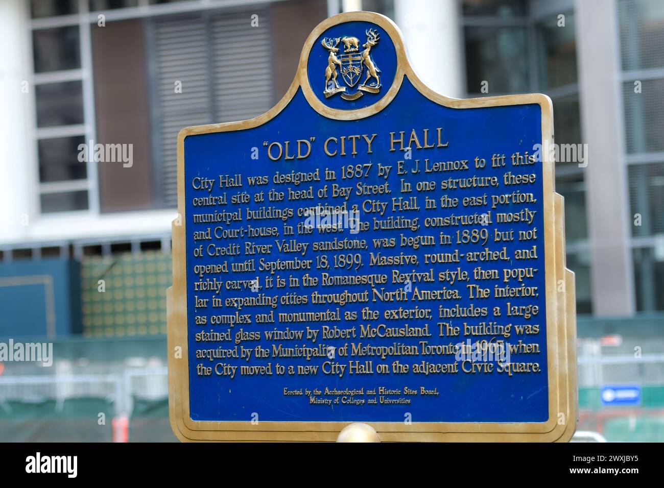 Heritage information plaque in Old City Hall, Toronto, Canada Stock ...