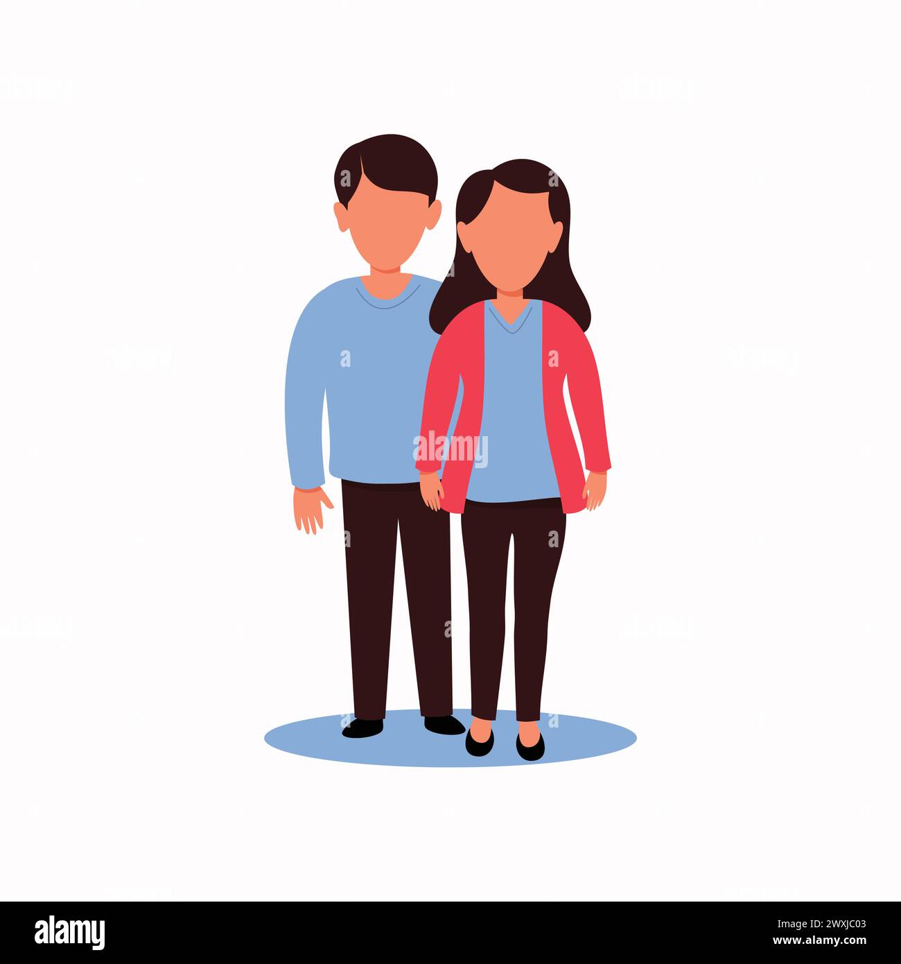 Couple avatars characters colorful vector background in flat style. Vector illustration Stock Vector