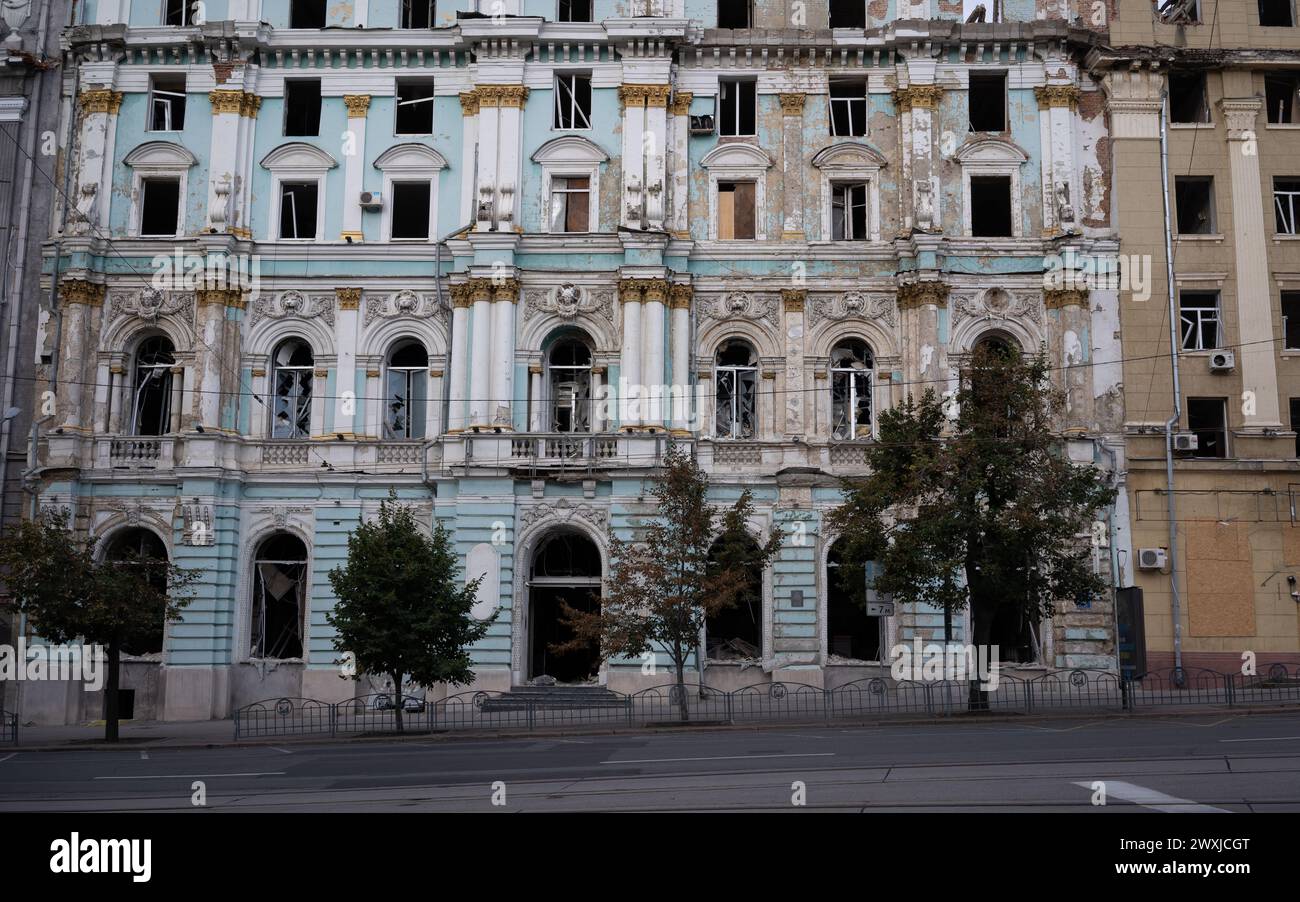 Destruction in Kharkiv, Ukraine Stock Photo