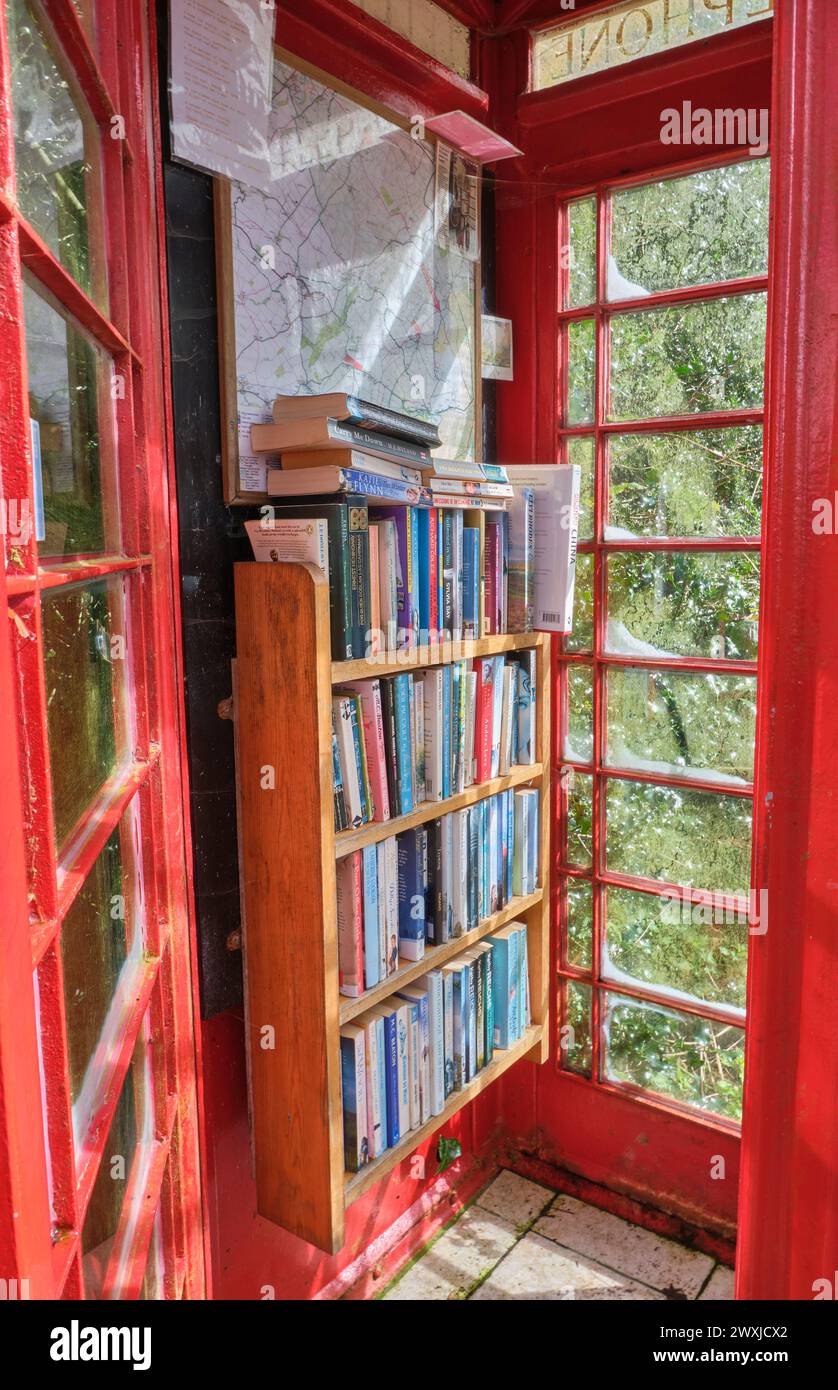 The Library Telephone Box at Abdon, Brown Clee Hill, Shropshire Stock Photo