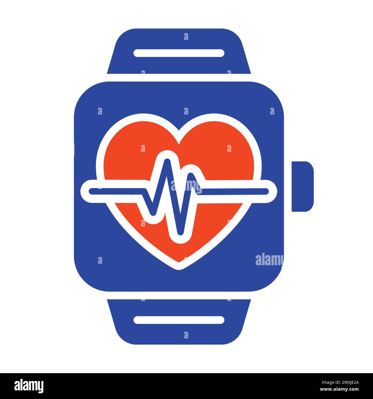 Smart watch shown heartbeat on screen vector solid icon. Graph symbol ...