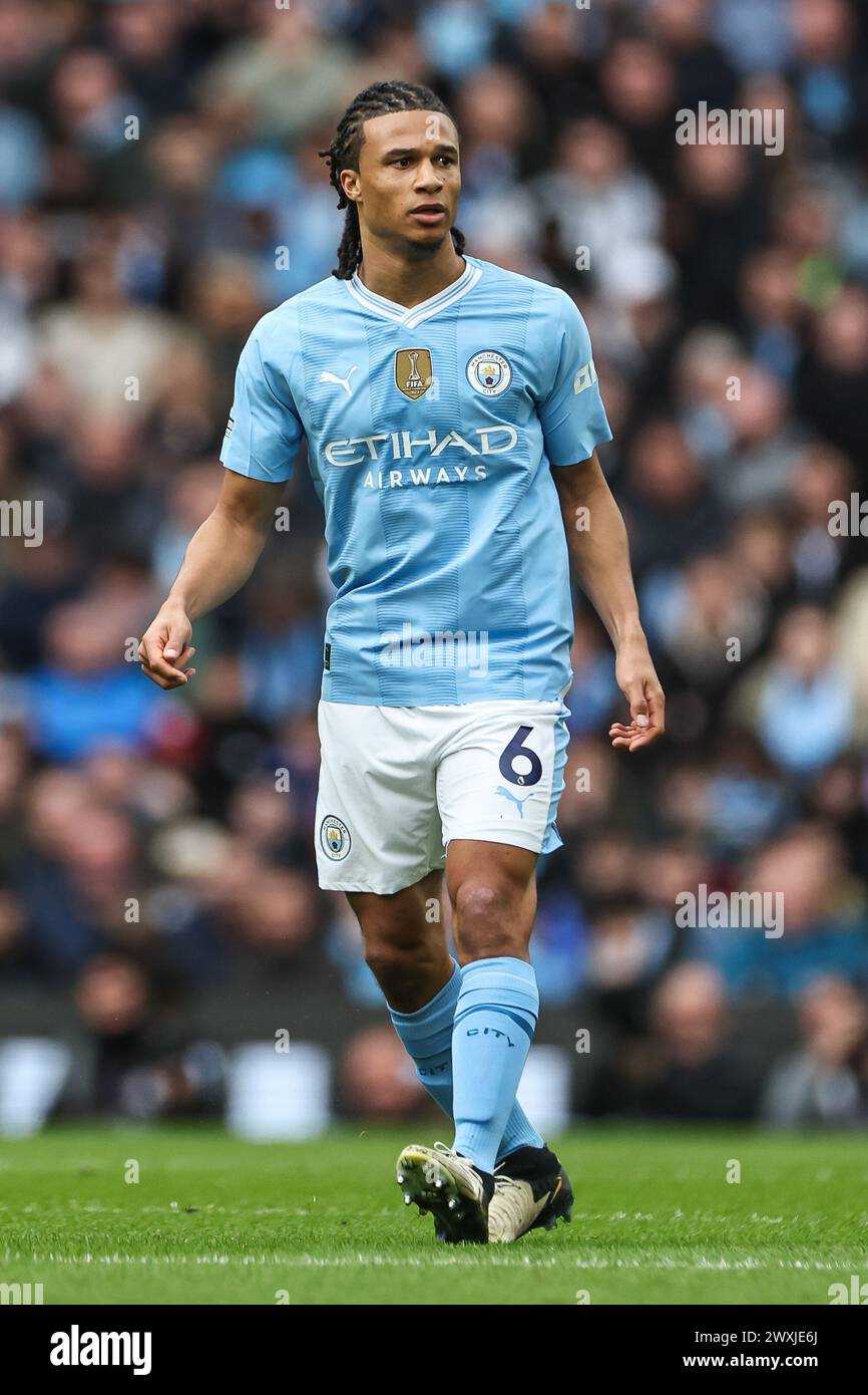 during the Premier League match Manchester City vs Arsenal at Etihad Stadium, Manchester, United Kingdom, 31st March 2024  (Photo by Mark Cosgrove/News Images) Stock Photo