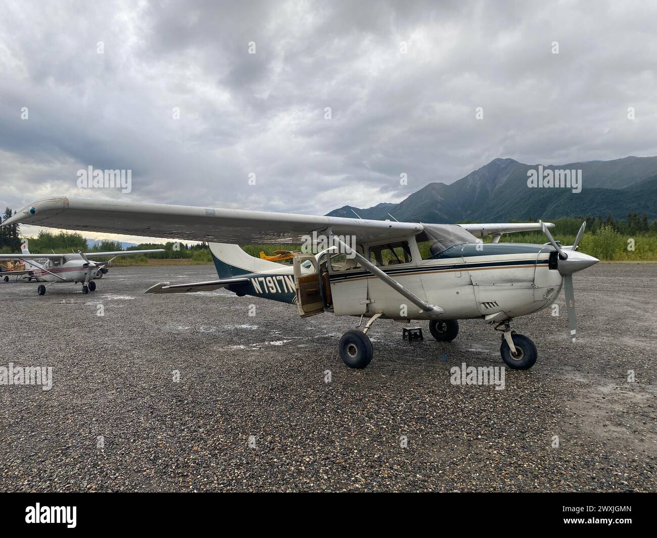 Small propeller plane on the airstrip of McCa Copper River Census