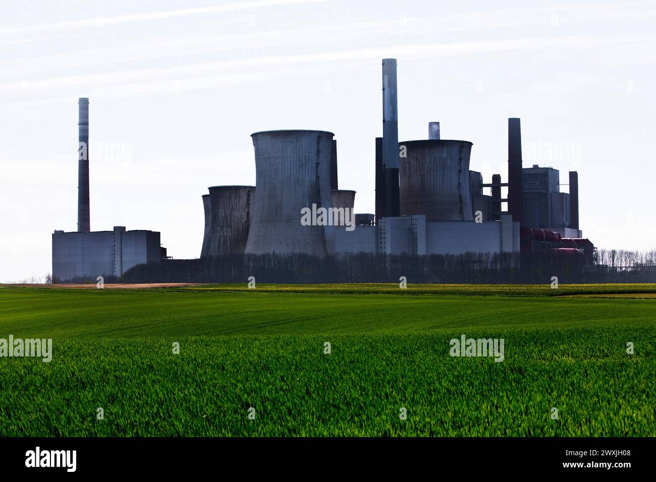 Neurath lignite-fired power plant, shut down and finally decommissioned units A to E, Grevenbroich, North Rhine-Westphalia, Germany Stock Photo