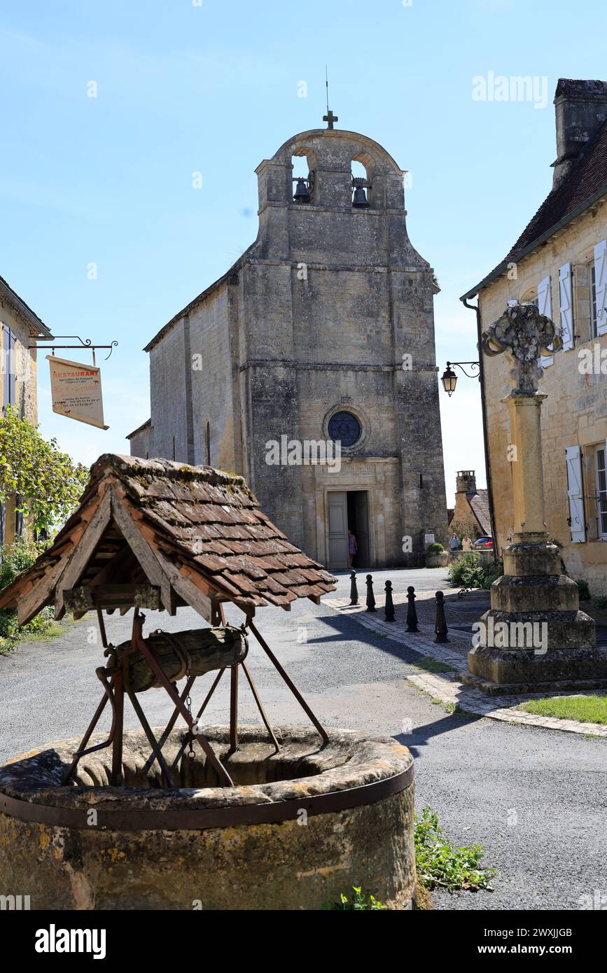 The pretty village of Fanlac sits on the crest of the hills of the Vézère Valley in Périgord Noir. This is the country of Jacquou-le-Croquant, hero of Stock Photo