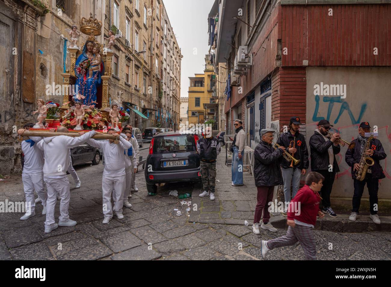 Naples, Italy, 31st March, 2024. Easter Sunday Parades through the
