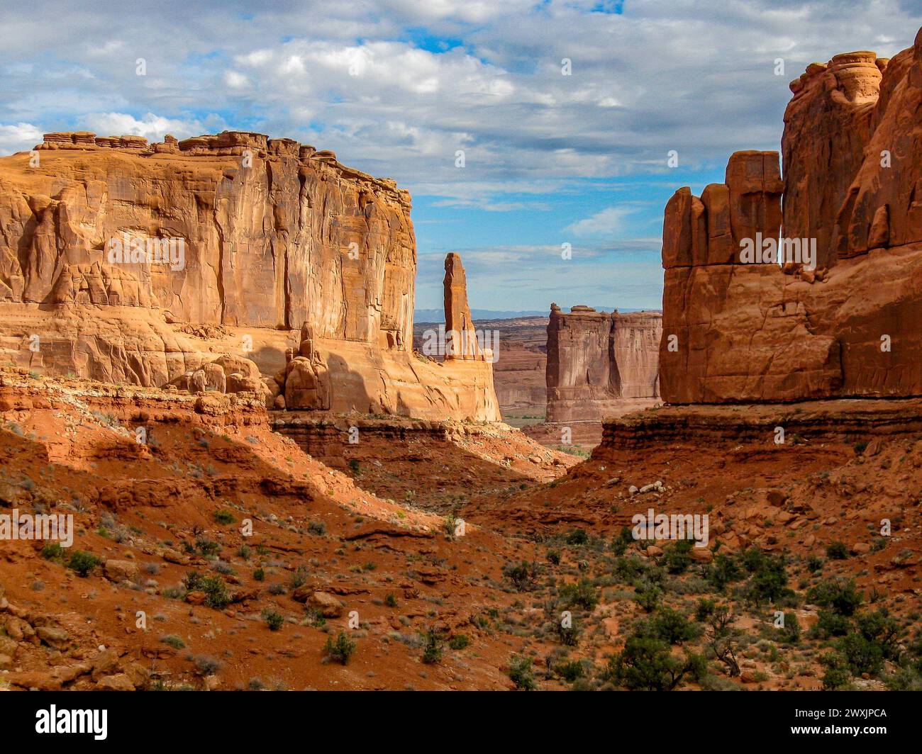 Beautiful red rock walls and columns at Arches National Park Stock Photo