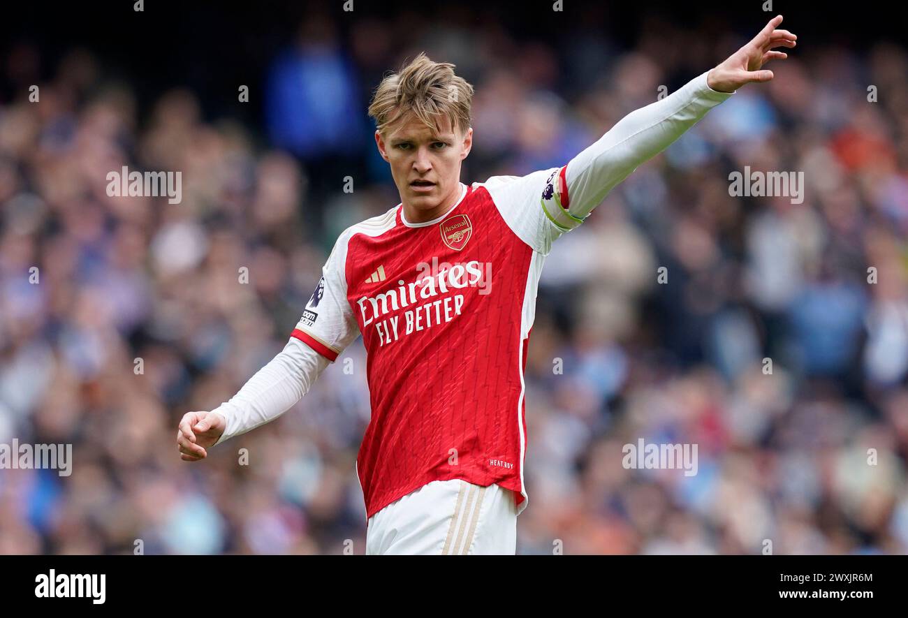 Manchester, UK. 31st Mar, 2024. Martin Odegaard of Arsenal during the Premier League match at the Etihad Stadium, Manchester. Picture credit should read: Andrew Yates/Sportimage Credit: Sportimage Ltd/Alamy Live News Stock Photo