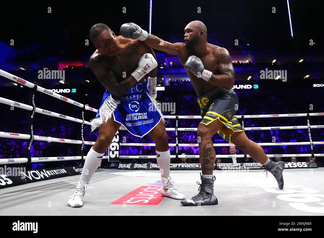 Frazer Clarke and Fabio Wardley (left) in action during their heavy ...