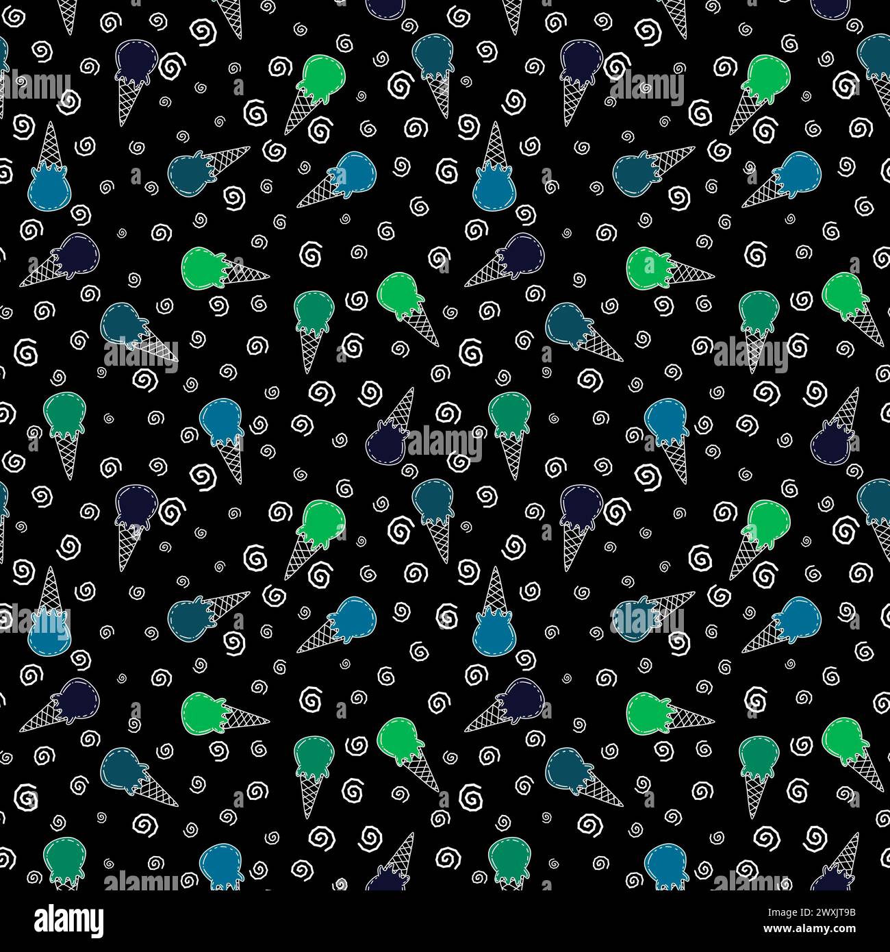 Cartoon summer print seamless ice cream pattern for wrapping paper and ...