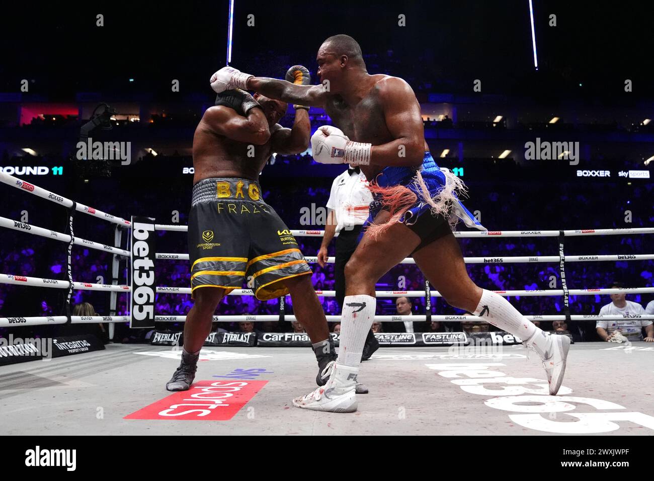 Frazer Clarke and Fabio Wardley (right) in action during their heavy ...