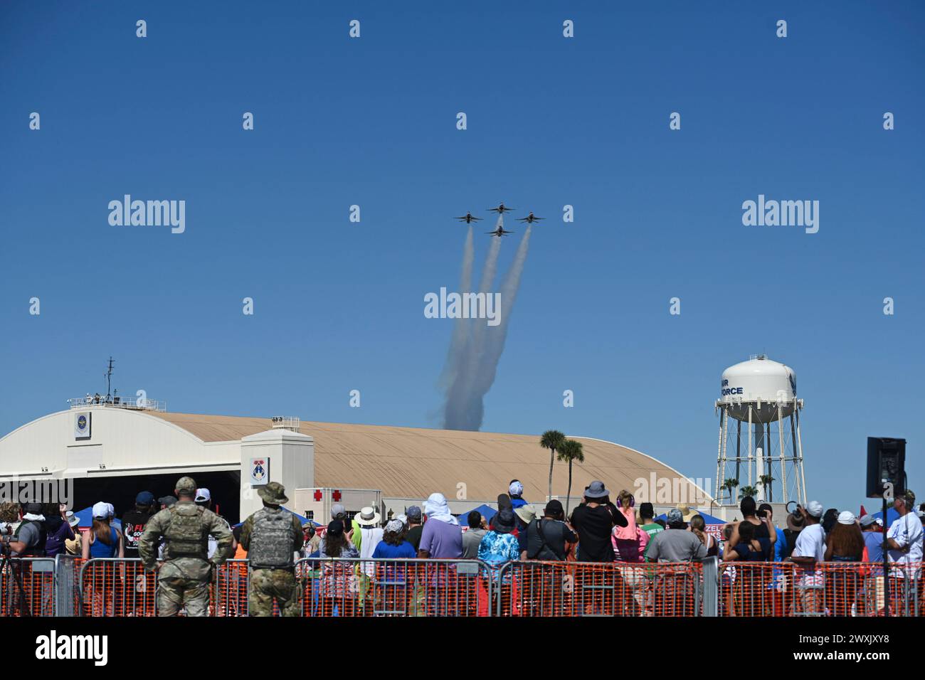 Spectators watch the United States Air Force Air Demonstration Team