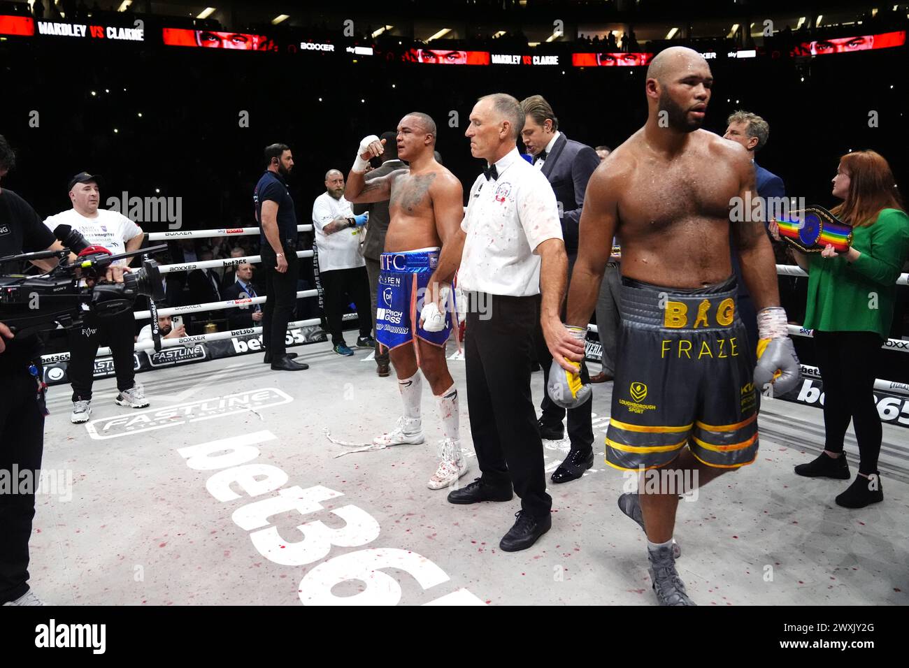 Frazer Clarke appears dejected after his fight against Fabio Wardley ...
