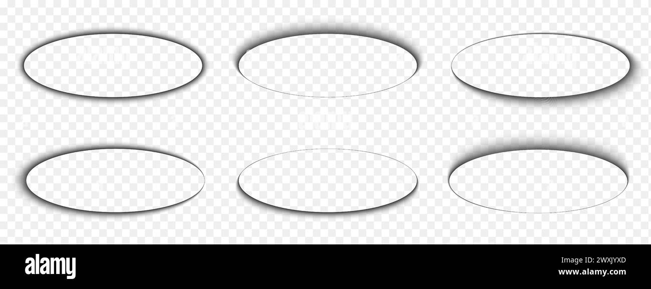 Oval shadows isolated on transparent background. Ellipse soft overlay ...