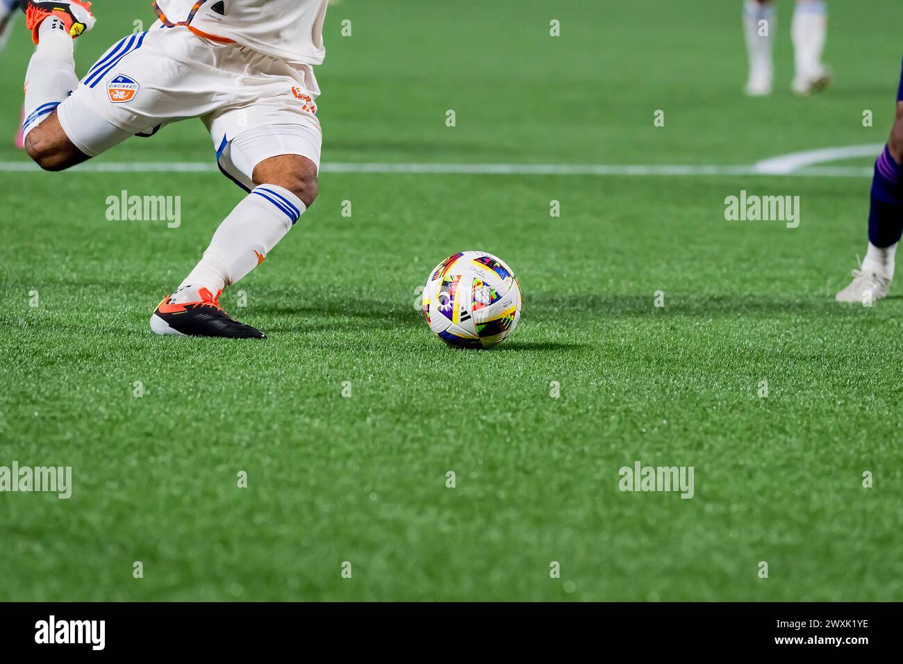 Charlotte, Nc, USA. 30th Mar, 2024. FC Cincinnati Attacker AARON BOUPENDZA plays against the Charlotte FC during the Charlotte FC Vs FC Cincinnati match at Bank of America Stadium in Charlotte, NC. (Credit Image: © Walter G Arce Sr Grindstone Medi/ASP) EDITORIAL USAGE ONLY! Not for Commercial USAGE! Stock Photo