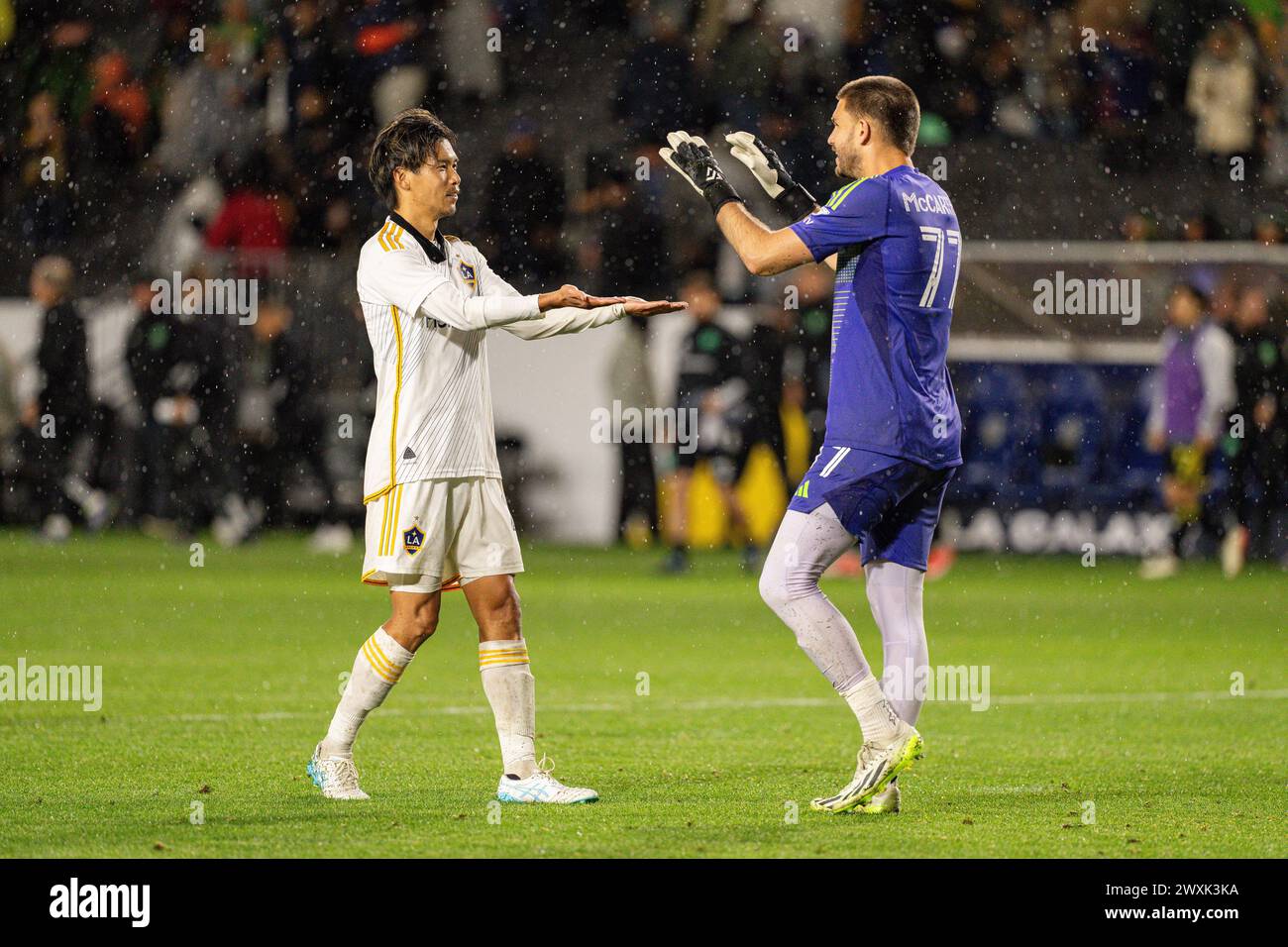 Los Angeles Galaxy Defender Miki Yamane (2) Celebrates A Victory With ...