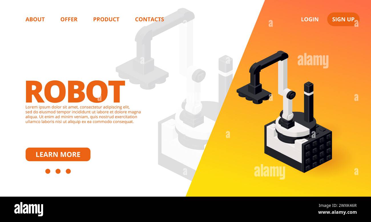 Web template with a robot loader. Vector Stock Vector