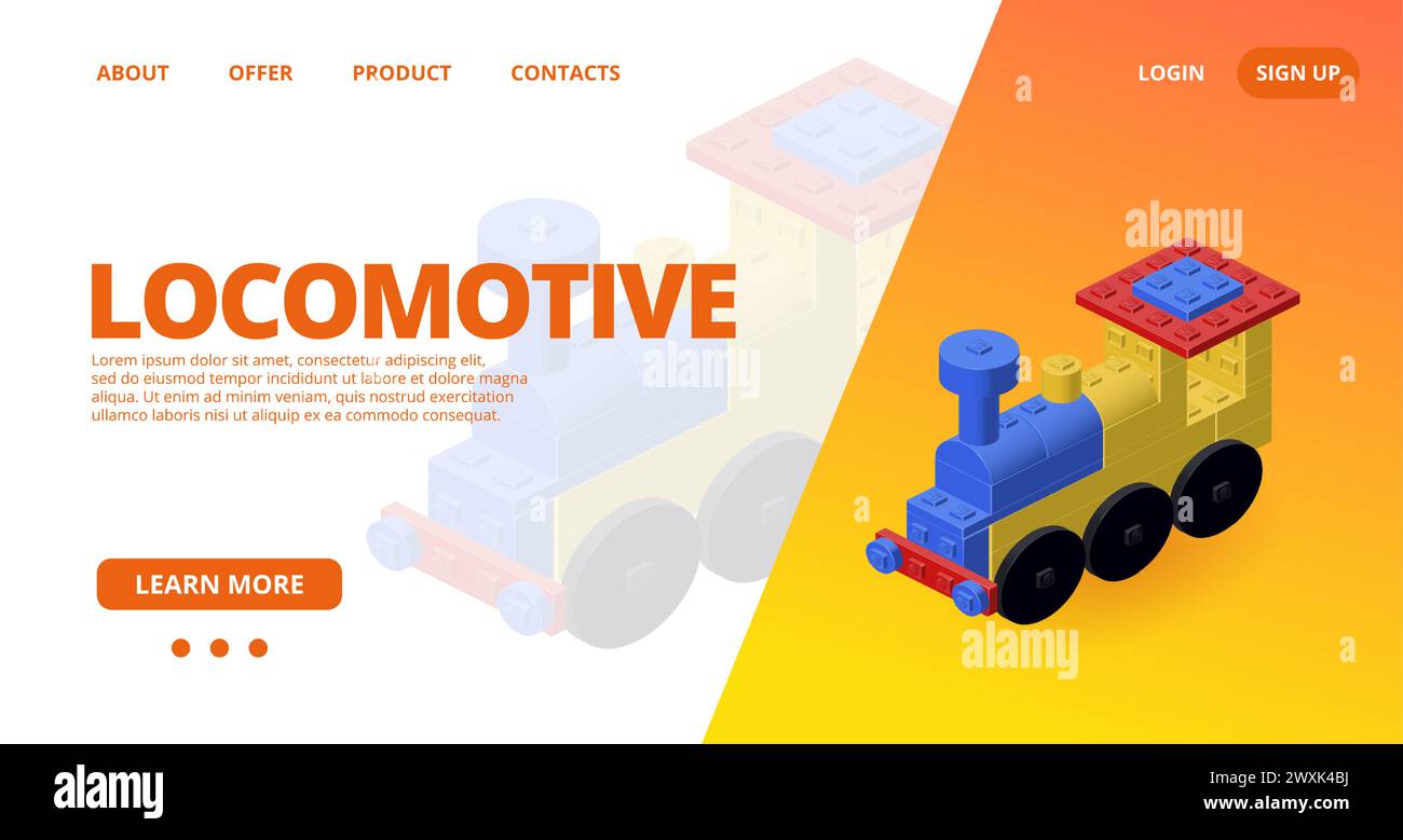 Web template with a locomotive. Vector Stock Vector