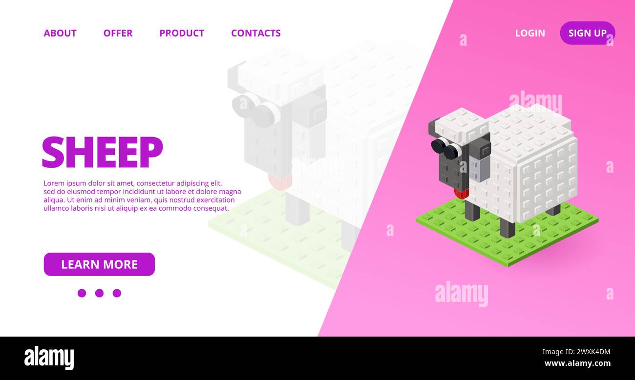 Web template with a sheep. Vector Stock Vector