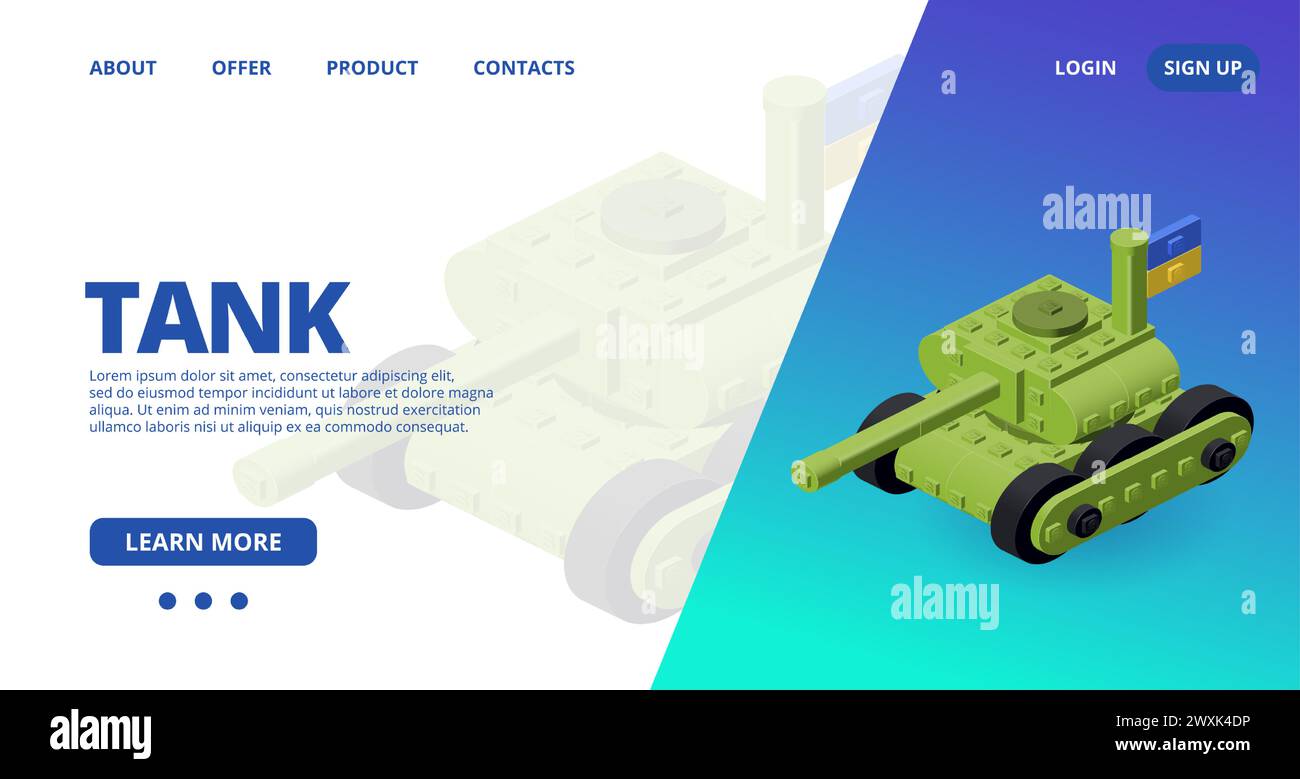 Web template with a tank. Vector Stock Vector