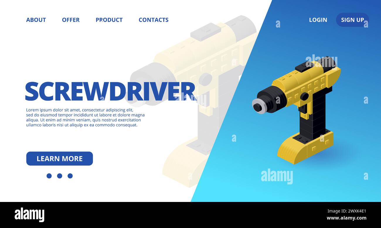 Web template with a drill. Vector Stock Vector