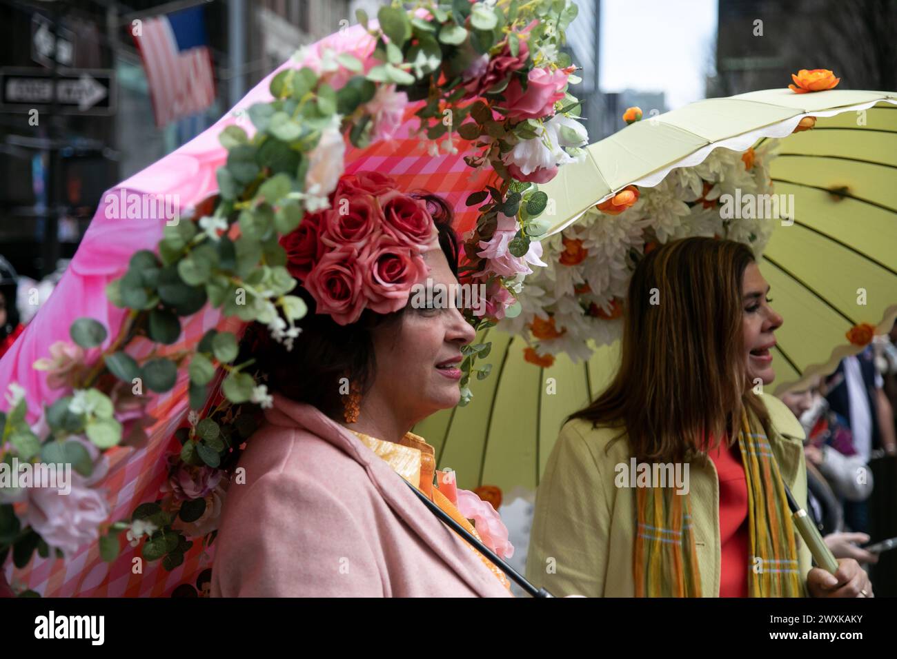 New York, USA. 31st Mar, 2024. People participate in the Easter Parade
