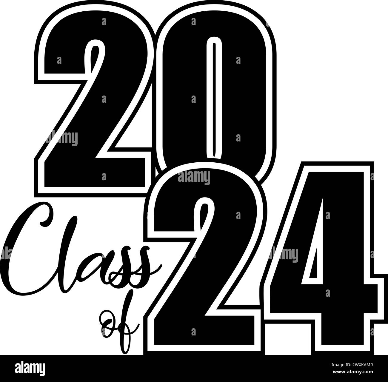 Class of 2024 Stacked Black and White Banner Stock Photo Alamy