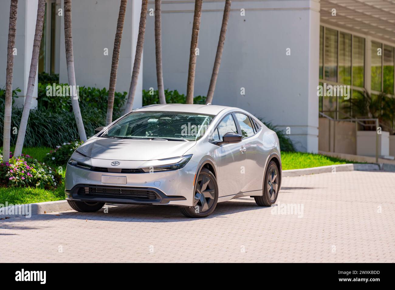 West Palm Beach, FL, USA - March 24, 2024: Stock photo 2023 2024 Toyota Prius Stock Photo
