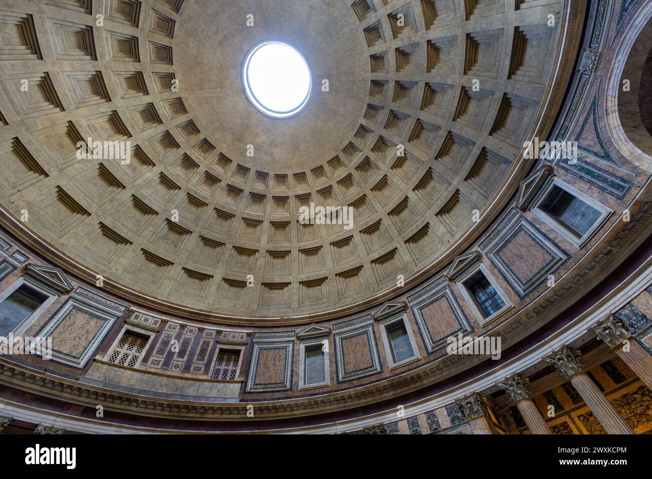 Internal part of dome in Pantheon of Rome, Italy Stock Photo - Alamy