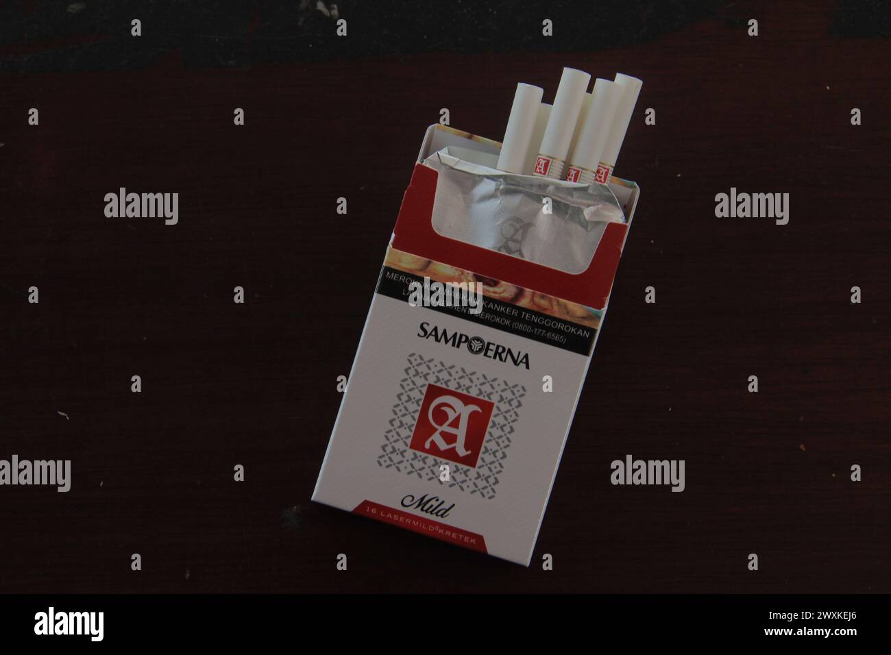 Sampoerna A Mild Cigarettes on black background Stock Photo
