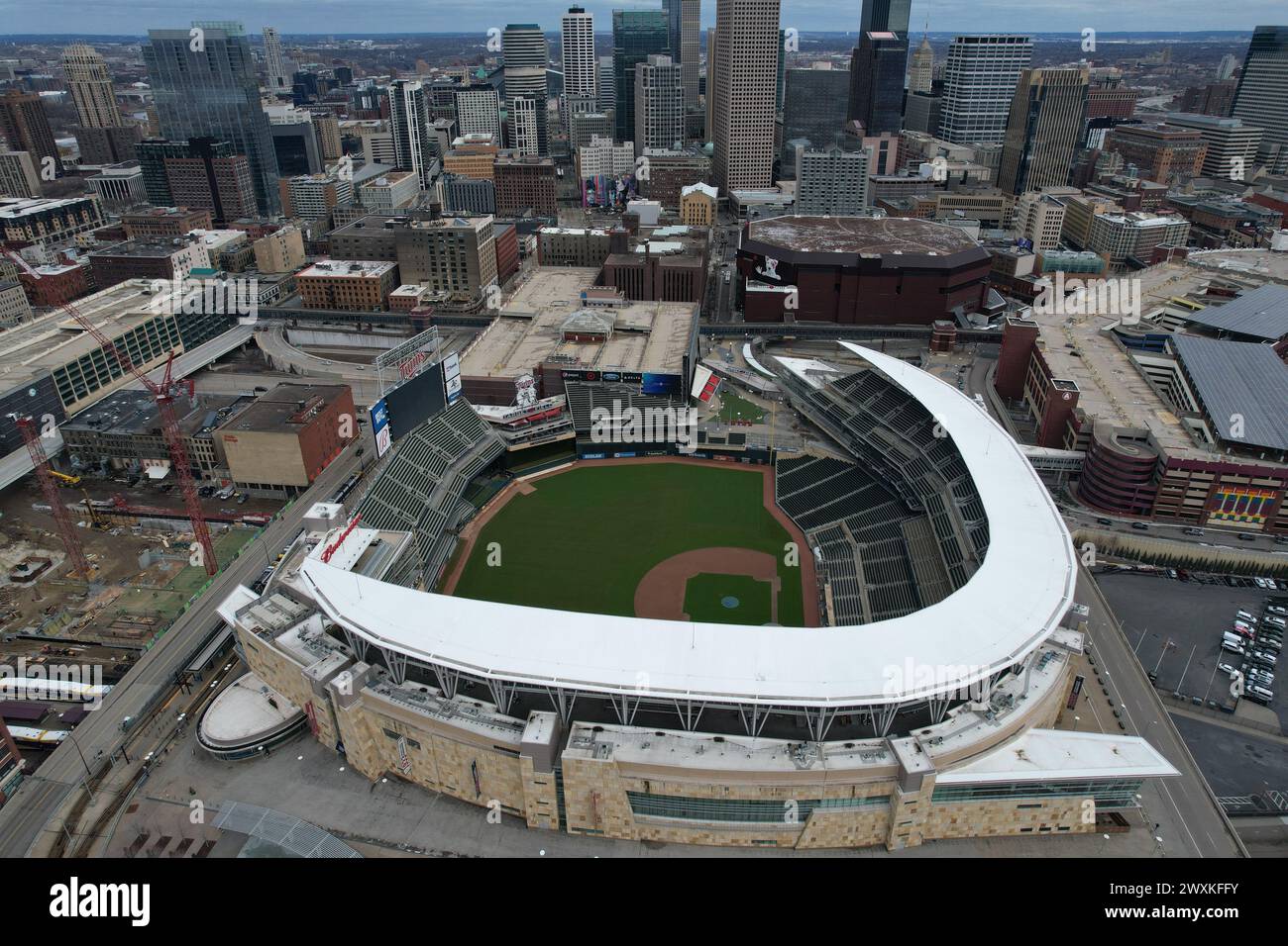 A general overall aerial view of Target Field, Thursday, March 31, 2022 ...
