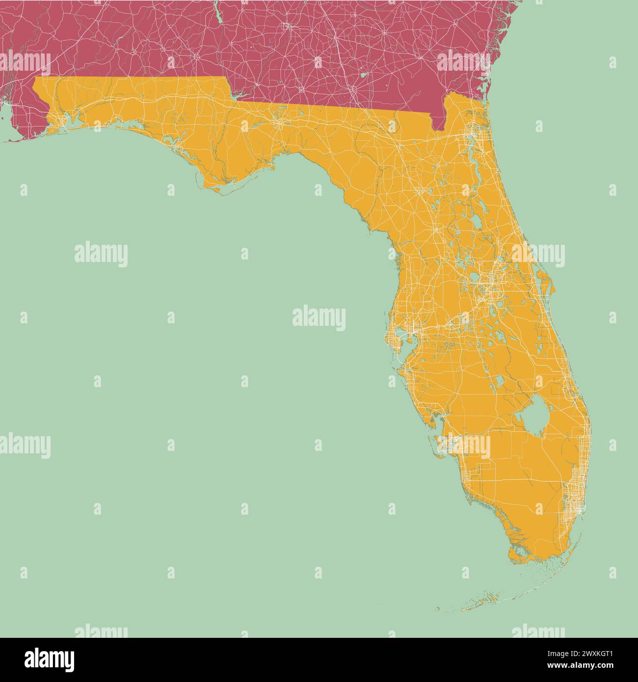 Florida Map Art vector illustration - Florida Map Art Vector Illustration 2WXKGT1 