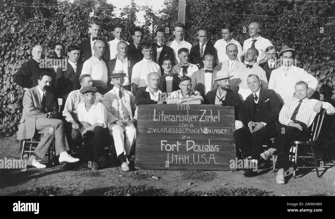 German Internment Camp, Ft. Douglas, Utah. Group of interned Germans in