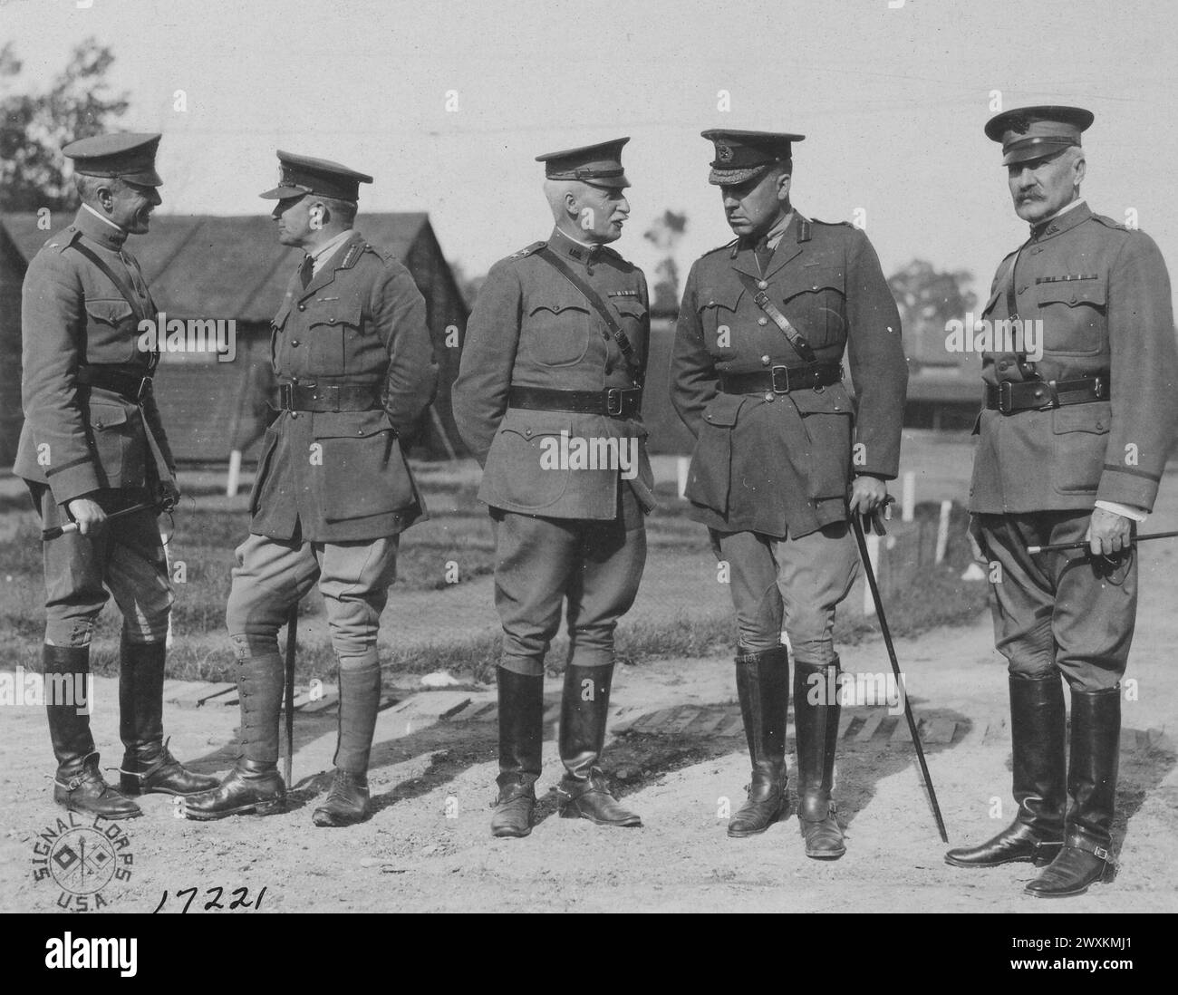 Five fighting generals: (L to R) Major General W.W. Hartz, General H.K. Bothell, Major General M. Lewis, General A.D. McRae, and Major General George W. Read ca. 1918 Stock Photo